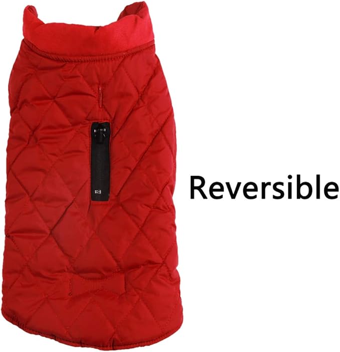 Reversible Dog Coats for Large Dogs Waterproof Warm Dog Jacket for Cold Winter,Red XL