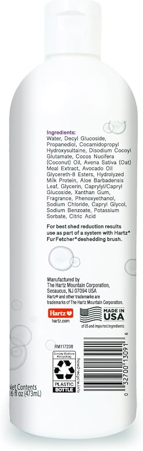 New! Hartz True Coat Thick Coat Specific Dog Shampoo, Desheds & Softens with Oat Milk, Coconut Oil & Aloe