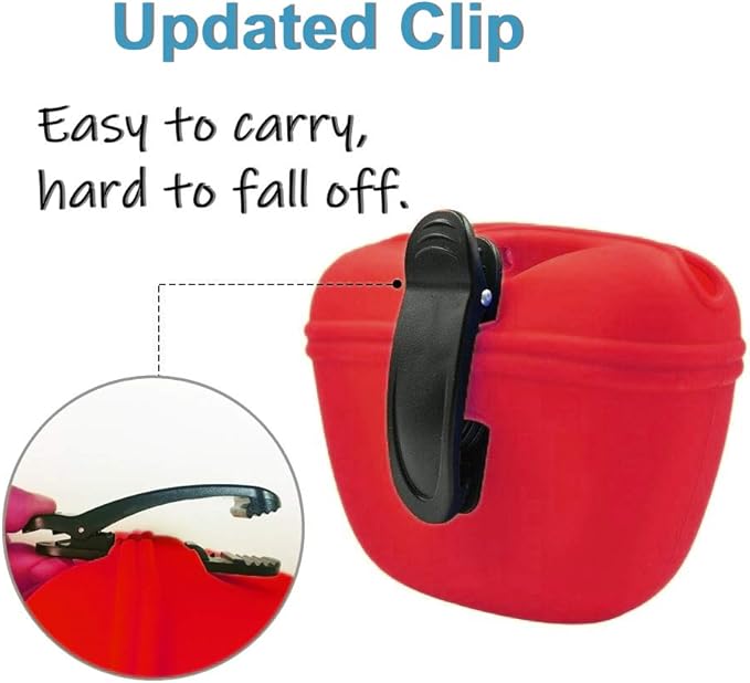 RoyalCare Silicone Dog Treat Pouch-Small Training Bag-Portable Dog Treat Bag for Leash with Magnetic Closure and Waist Clip[US Design Patent]