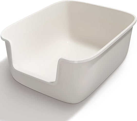 Vealind Large Cat Litter Box High Sided and Side Entry Cat Litter Pan 50 x 40 x 22 CM, Anti-Splashing Deep Tall Cat Boxes for Indoor Cats Basics Kitty Litter Box (White)