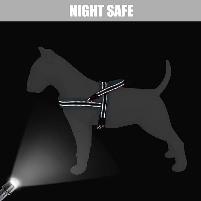 Didog Soft Flannel Padded Dog Vest Harness, No Pull/Quick Fit Reflective Dog Strap Harness, Easy for Training Walking (L:Chest 26-32", Mixed-Blue)