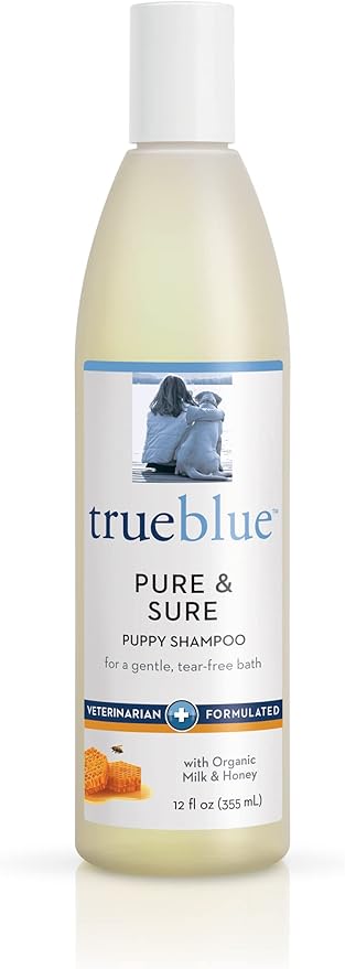 TrueBlue Pure & Sure Puppy Shampoo – Cleansing Wash, Deodorizing, Moisturizing – Toxin Free, Milk, Honey Natural Botanical Blend – Tearless Dog Shampoos – 12 Fl. Oz.