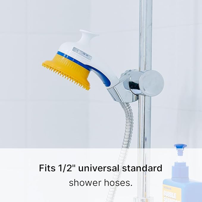 [PETHROOM] Pet Relaxing Grooming Brush Scrubber Shower Wash Head Attachment for Dogs and Cats Spa Washing and Bathing | Dog Cat Hair Deshedding Splash Shield | Massage Rubber Bath Tool