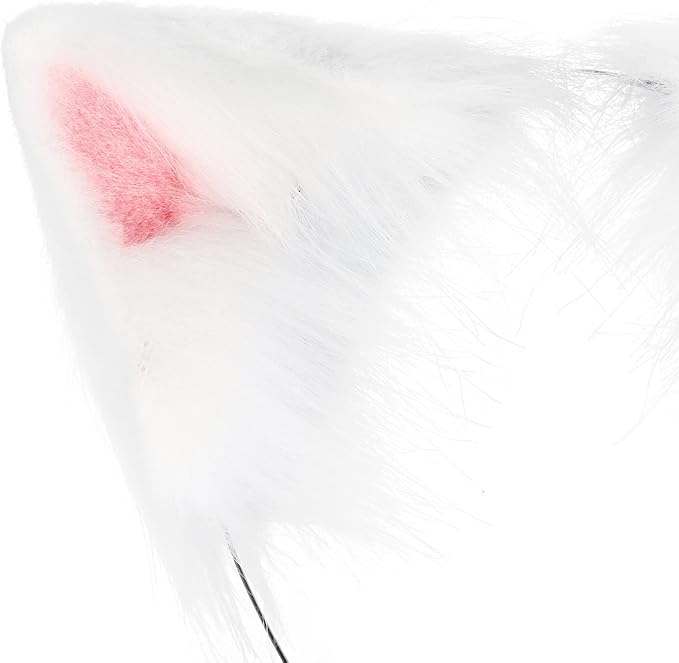 Cat Ears and Wolf Fox Animal Tail Cosplay Costume Faux Fur Hair Clip Headdress Halloween Leather Neck Chocker Set