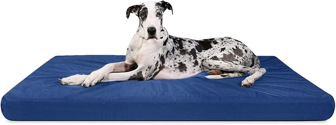 K9 Ballistics Tough Ripstop Orthopedic Rectangle Dog Bed Removable Washable Cover, Solid Orthopedic Foam for Size XXL Giant Big Dogs 68"x40", Blue Quartz