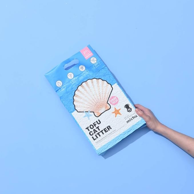 Michu Tofu Cat Litter Natural Clumping Tofu Cat Litter, Fast Clumping and Easily Scoop-able 5.5lb/88oz 5 Scents - Ocean Fresh, 8 Pack