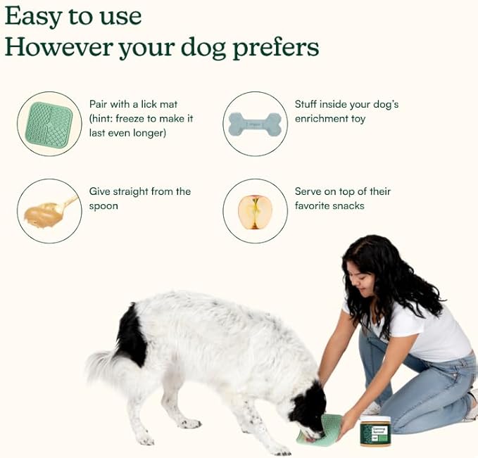 Reggie Calming Spread for Dogs with L-Theanine & Melatonin + Mint Green Lick Mat | Natural Peanut Butter Dog Anxiety Relief Bundle for Separation Anxiety, Thunderstorms, Travel & Stress | 30 Servings