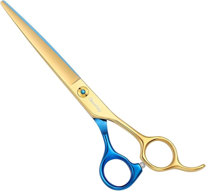 Dog Cat Scissors for Grooming, Pet Shears for Thick Coats and Matted Hair, Thinner Curved Straight Chunker Stainless Steel Shears