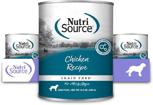 NutriSource Grain Free Chicken Recipe Dog Food, Premium Wet Dog Food, 12.3 Ounce (Pack of 12)