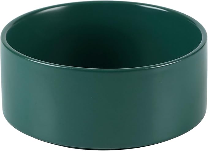 Ceramic 6.1inch Non-Slip Dog Food and Water Bowl for Small & Medium Breed Dogs,Pet Bowl for Replacement, Protects Cervical Spine (Green)