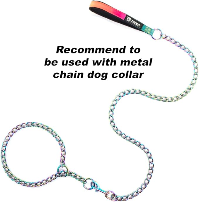 TSPRO Dazzling Chew Proof Leash - 3.9 FT Stainless Steel Metal Training Leash with Soft Handle for Medium Large Dog (4MM, Sparkly)