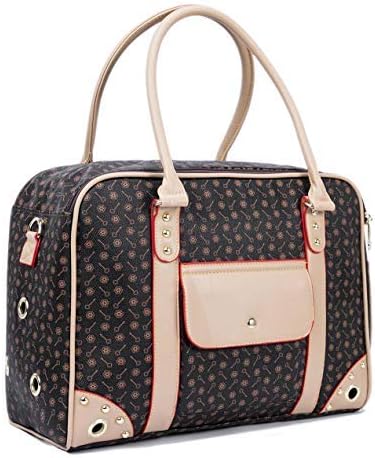 Pet Carrier Tote Around Town Pet Carrier Portable Dog Handbag Dog Purse for Outdoor Travel Walking Hiking, Brown, 15.75''*11.42''*6.7''