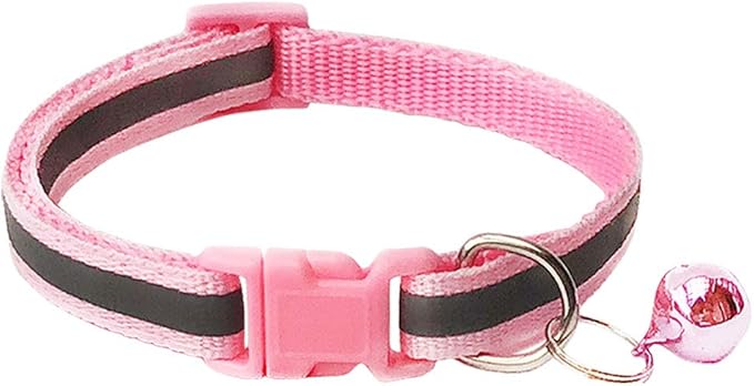 CHBORCHICEN 2-Pack Footprint & Reflective Dog Collar with Bell Basic Dogs Collar Buckle Adjustable (Small, Pink)