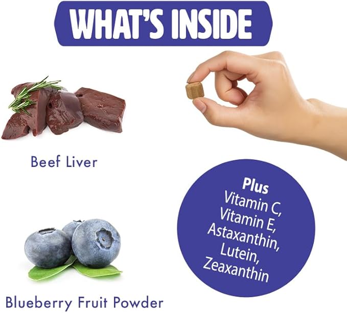 Peteyez Tear Stain Remover Vitamin Treats for Dogs - Support Eye Health & Reduce Itching & Tear Stain Buildup - 100% Natural Dog Treats w/Superfoods, Antioxidants & Nutrients - 8 oz (Beef)