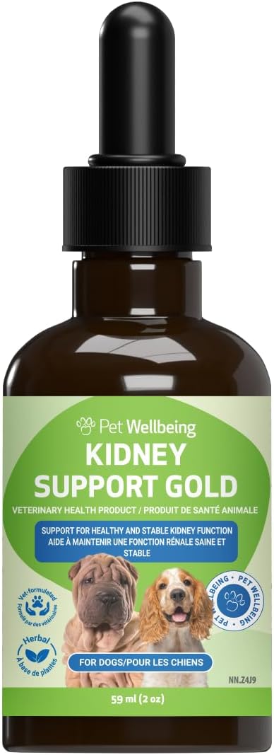 Pet Wellbeing Kidney Support Gold for Dogs - Supports Healthy Kidney Function, Fluid Balance, Energy Levels, Rehmannia, Dong Quai - Veterinarian-Formulated Herbal Supplement 2 oz (59 ml)