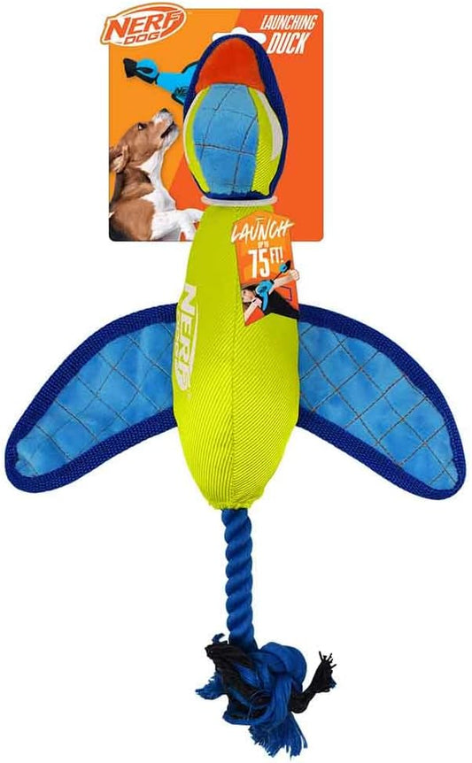 Nerf Dog 16.5in Nylon Ultraplush Crinkle Wing Launching Duck Dog Toy - Green/Light Blue