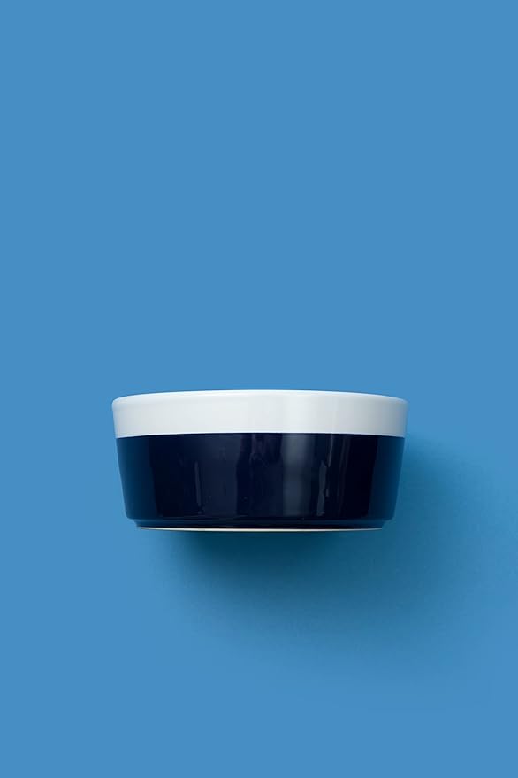 Waggo Dipper Ceramic Dog Bowl for Small and Large Breeds - Heavyweight and Durable Pet Food and Water Dish Crock, Dishwasher Safe, Modern (Midnight, Small)