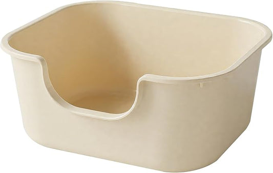 Large Cat Litter Box with High Sides,Low Entry Cat Litter Pan for Indoor Cats,Cat Box for Kittens & Senior Cats,Non-Slip Bottom,Anti-Splashing,Waterproof,Easy to Clean (White)