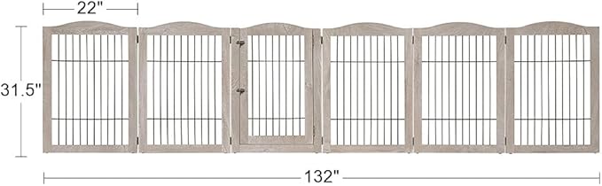 unipaws 132" Extra Wide Dog Gate and Pet Playpen, Free Standing Tall Fence with Walk Through Door, Barriers for Home, Use as Indoor Dogs Cats Pen, Rabbit Pen, Weathered Grey