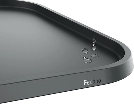 Pet Feeding Mat [Warped Resistant Raised Edge], Water-Proof Silicone Placement for Food Water Bowls, Anti-Slip Base Protect Floor, BPA-Free&Dishwasher-Safe [23.5x13.5inch Large, Gray]