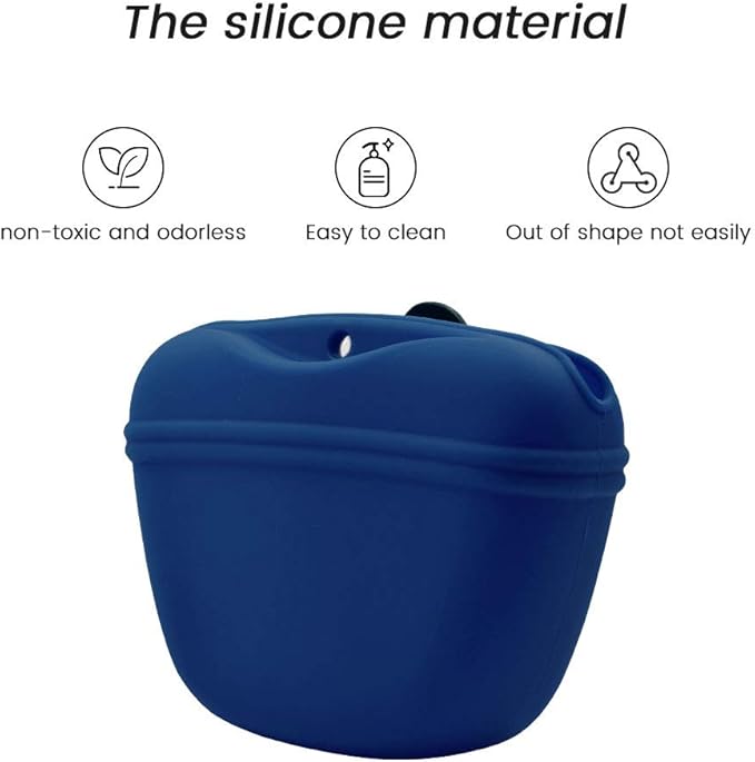 AUDWUD Silicone Dog Treat Pouch,Clip on Portable Training Container,Convenient Magnetic Buckle Closing and Waist Clip,No BPA