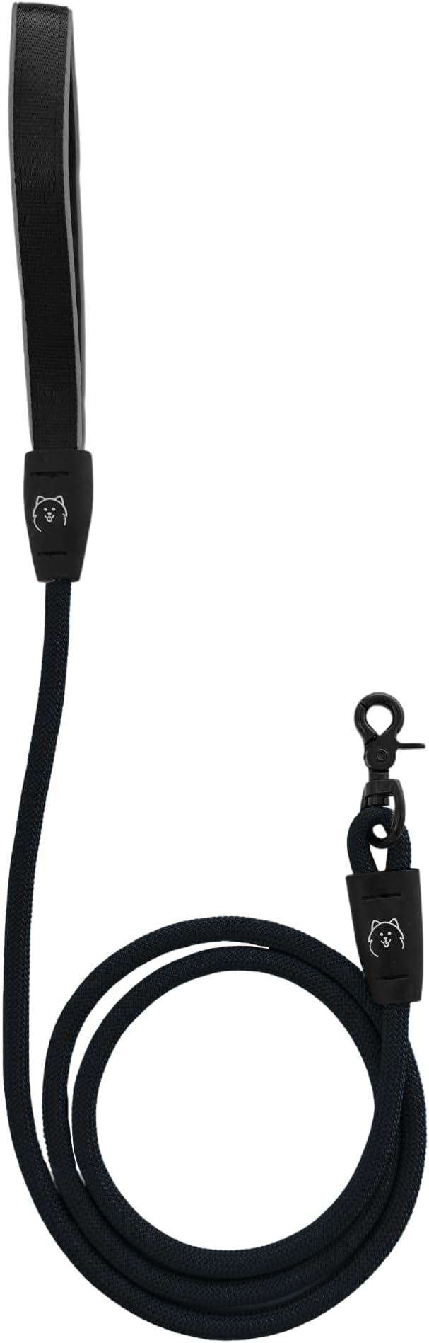 ShawnCo Basecamp Rope Dog Leash- Premium, Durable Pet Leash with Soft Neoprene Padded, Reflective Handle for Small, Medium and Large Dogs (Midnight, 5 Feet)