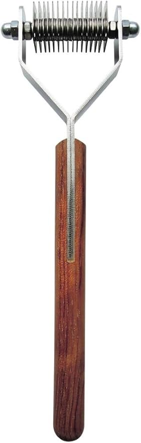 Mars Coat King Dematting Undercoat Grooming Rake Stripper Tool for Dogs and Cats, Stainless Steel with Wooden Handle for Thick Coats, 16-Blade Stripper for Groomers, Pet Owners