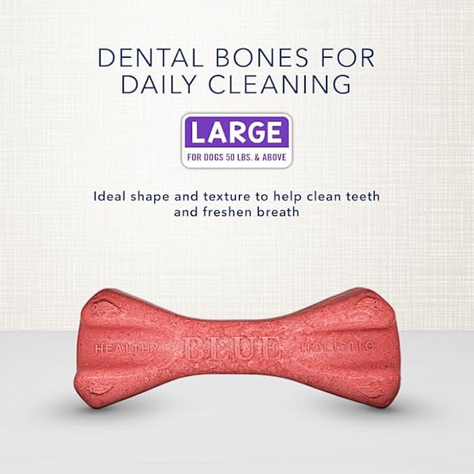 Blue Buffalo Dental Bones Large Natural Dental Chew Dog Treats Bag Jumbo Pack