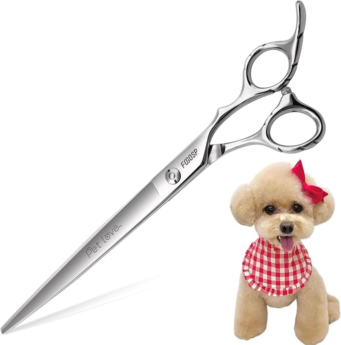 Straight Dog Grooming Scissors 8.0'' Professional Pet Grooming Shears for Thick Coat Medium Large Dog Cat (8.0 In, Straight)