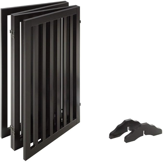 unipaws 36" H Free Standing Pet Gate for Dog Cat, Tall Wooden Dog Gates for Doorway, Stairs, Foldable Pet Fence for The House, Expandable Dog Barrier, Indoor Use, Espresso