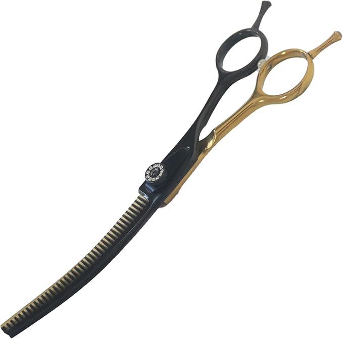 7" Curved Thinner Dog Scissor, Curved Blender Scissors, 40 Teeth, 30% Thinning Rate, Professional Pet Shear for Groomer, Ergonomic Dog Grooming Scissor, Dogs Shear for Grooming