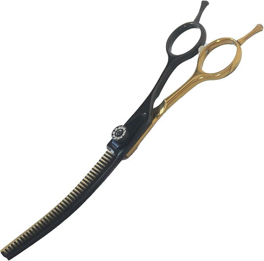 7" Curved Thinner Dog Scissor, Curved Blender Scissors, 40 Teeth, 30% Thinning Rate, Professional Pet Shear for Groomer, Ergonomic Dog Grooming Scissor, Dogs Shear for Grooming