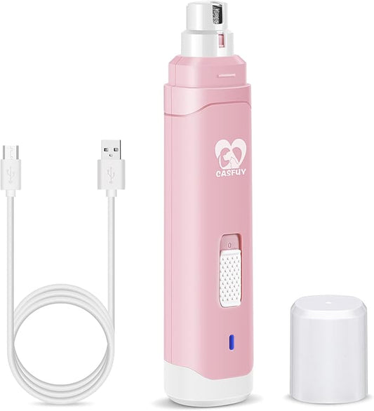 Casfuy Dog Nail Grinder Upgraded - Professional 2-Speed Electric Rechargeable Pet Nail Trimmer Painless Paws Grooming & Smoothing for Small Medium Large Dogs & Cats