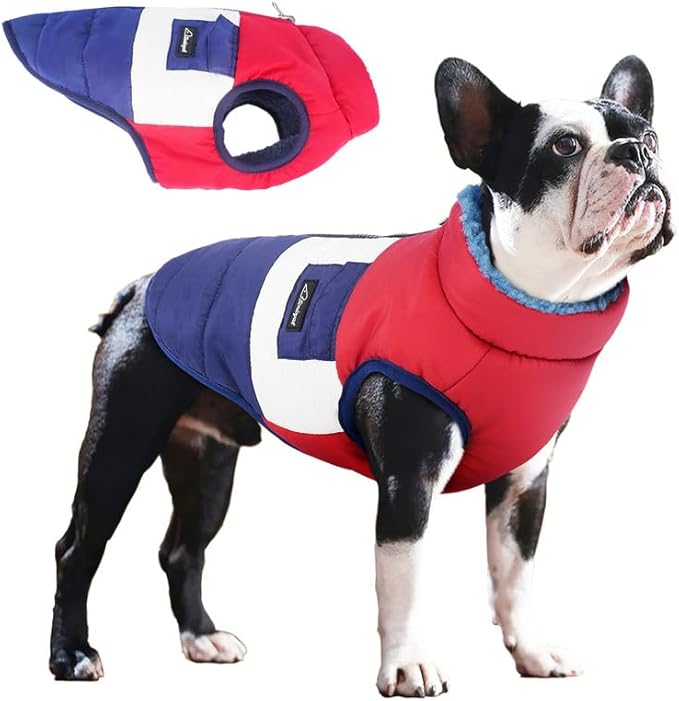 Dog Coat Reversible Winter Jacket for Small Dog Puppy Cozy Fleece Lining Size M