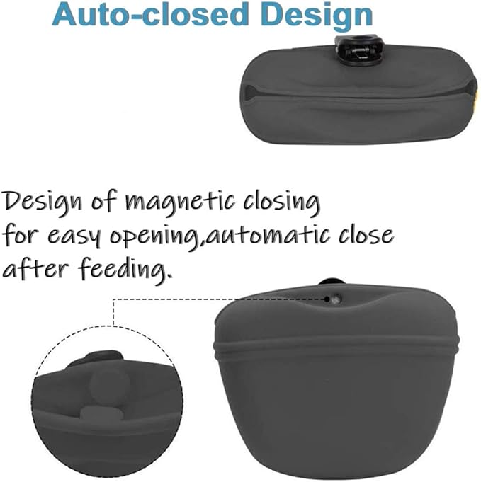 RoyalCare Silicone Dog Treat Pouch-Small Training Bag-Portable Dog Treat Bag for Leash with Magnetic Closure and Waist Clip[US Design Patent]
