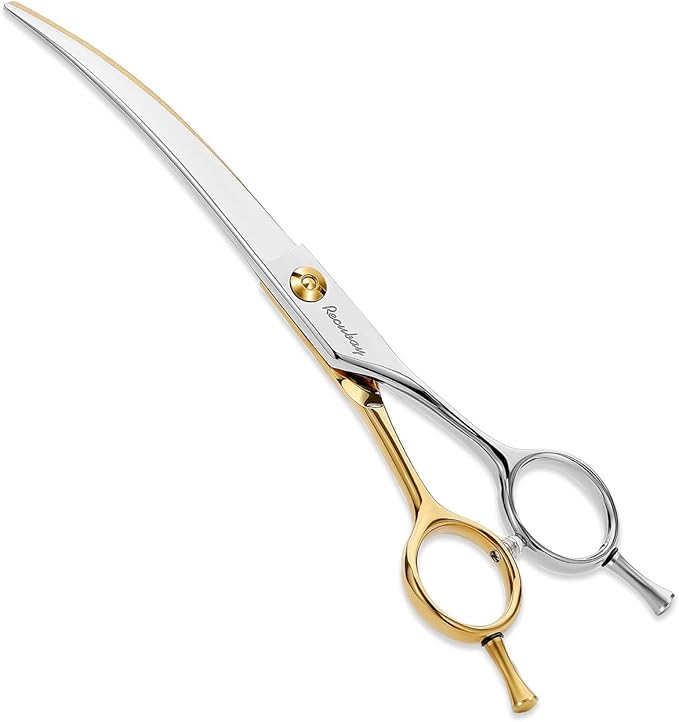 Dog Cat Scissors for Grooming, Pet Shears for Thick Coats and Matted Hair, Thinner Curved Straight Chunker Stainless Steel Shears