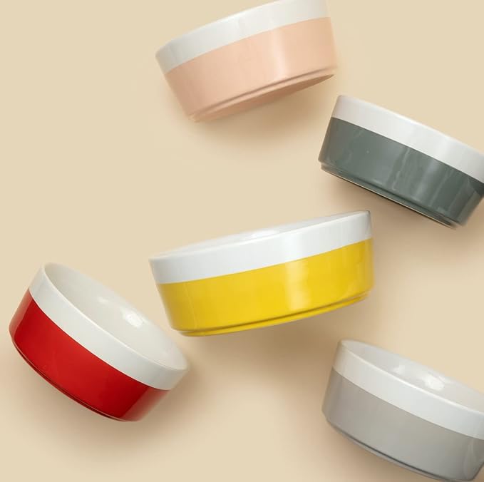 Waggo Dipper Ceramic Dog Bowl for Small and Large Breeds - Heavyweight and Durable Pet Food and Water Dish Crock, Dishwasher Safe, Modern (Mint, Medium)