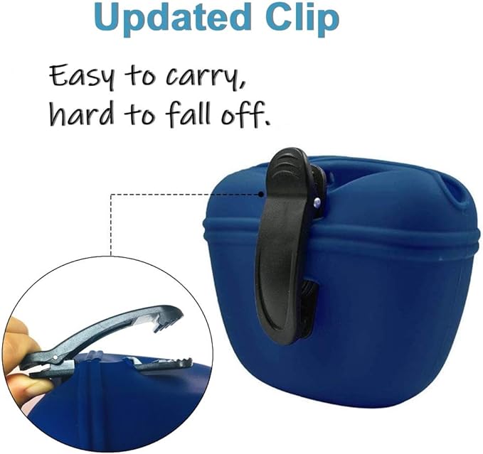 RoyalCare Silicone Dog Treat Pouch-Small Training Bag-Portable Dog Treat Bag for Leash with Magnetic Closure and Waist Clip[US Design Patent]