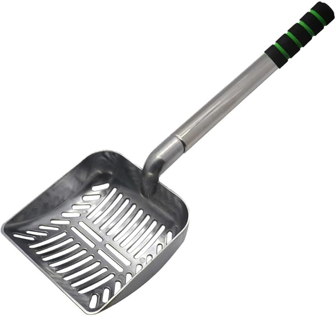 32 inch Cat Litter Scooper Metal Cat Litter Scoop Long Handle Cat Scoop Litter Box Scooper Non-Stick Aluminum Deep Shovel Litter Scoop Large Kitty Sifter Scoop Manages Big Clumps of Multi-Cat Families