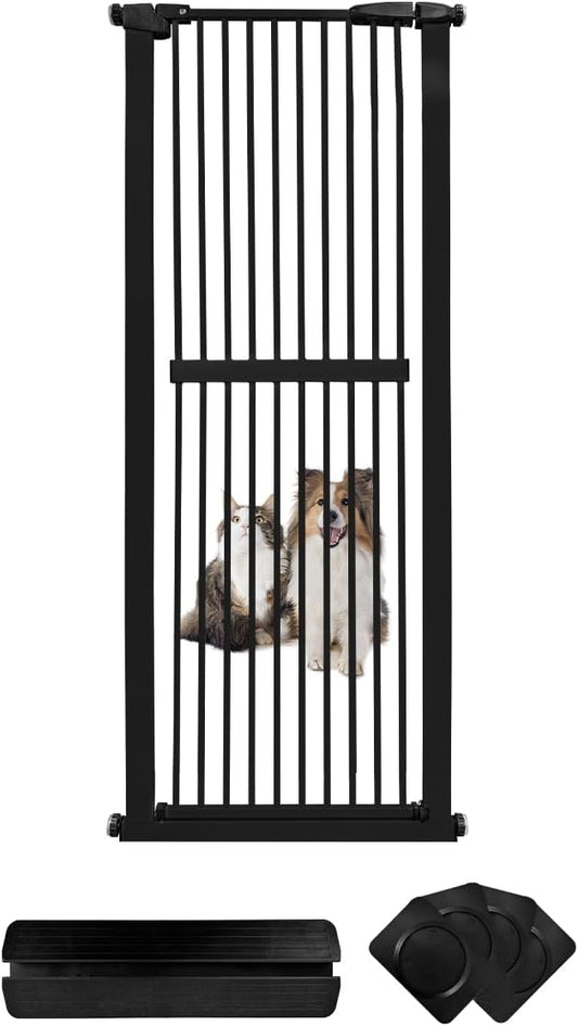 Lumizone Extra Tall Cat Gate 61.02" High Pressure Mounted Extra Wide 26.38"-30.11" (17Sizes) 1.37" Gap No Drilling Auto-Close Tall Pet Gate for Dogs (Black, 26.38"-30.11"/67-76cm)