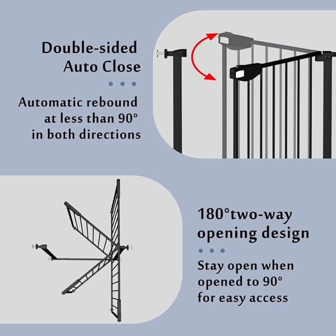 DEARBB Triple Lock Baby Gate for Stairs Doorways and House 31" to 86" Extra Wide Pressure Mounted Easy Walk Through Auto Close Safety Pet Gate Black 31.1-48.42"