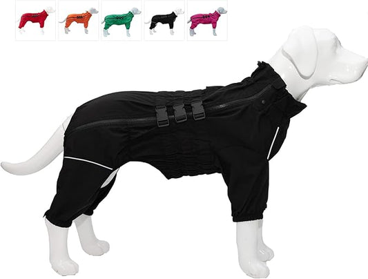 Dogs Waterproof Jacket, Lightweight Waterproof Jacket Reflective Safety Dog Raincoat Windproof Snow-Proof Dog Vest for Small Medium Large Dogs Black XS