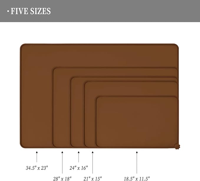 Waterproof Pet Feeding Mat with High Raised Edges, Heavier and Thicker Placemats for Cat Dog Water Bowl with BPA Free, Dogs Cats Food Mats for Messy Drinkers to Prevent Spill and Protect Floors