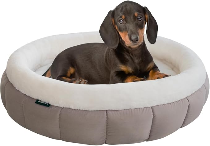 BALANCE Cat Beds for Indoor Cats, Washable Round Dog Bed, Donut Dog Bed with Anti-Slip Bottom for Small Dogs, 28 Inches, Goat