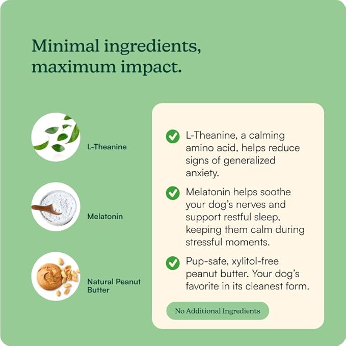 Reggie Calming Spread for Dogs | Natural Peanut Butter with Melatonin & L-Theanine to Reduce Hyperactivity, Separation Anxiety, & Stress | Vet-Approved for All Ages, Breeds, and Sizes - 30 Servings