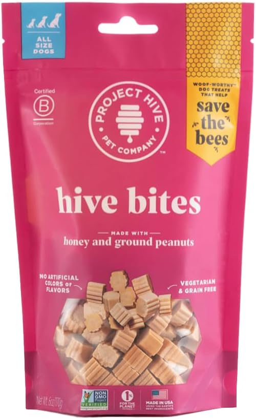 Hive Dog Training Treats Ñ Healthy, Non-GMO Project Verified, Natural Peanut Butter Flavored, Vegetarian, Grain Free Dog Treat for Small and Large Dogs, Made in The USA