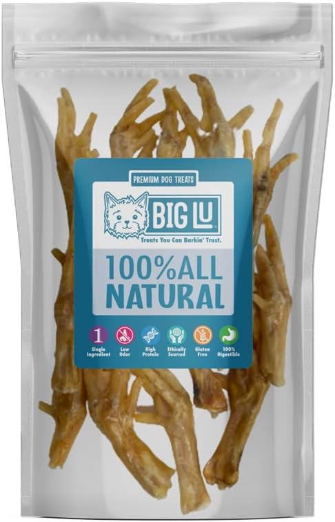 Big Lu – Nail-Free Chicken Feet Dog Chews, 100% Natural Single-Ingredient Treats, Rawhide-Free, Long-Lasting, Rich in Glucosamine and Chondroitin for Joint Health (30 Count)