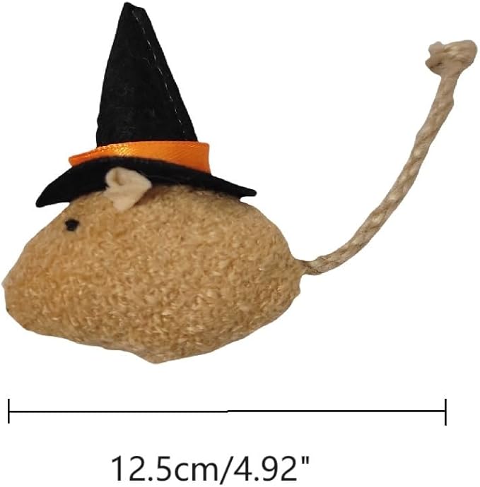 6 Packs Cat Toys Interactive Toy Witch Magic Hat Costume Plush Mouse Shaped Catnip Toys