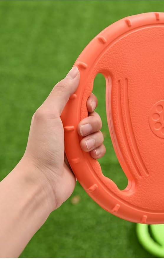 Orange Flying Disc Toy for Dog Outdoor Puppy Dog Pull Loop Toy Water Swimming Pool Lawn Yard Animal Activity Training Toys Sports Gift- 8.26" Interactive and Fun Training Doggy Paddle Flyers