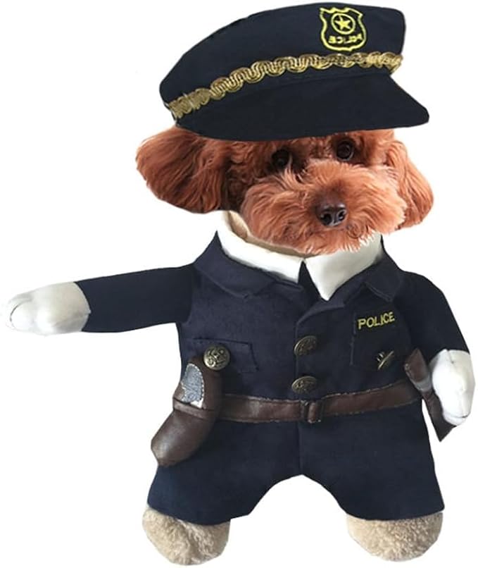 NACOCO Halloween Pet Policeman Costume - Dog and Cat Funny Clothes Outfit Apparel for Small Medium and Large Dogs(Navy Blue, M